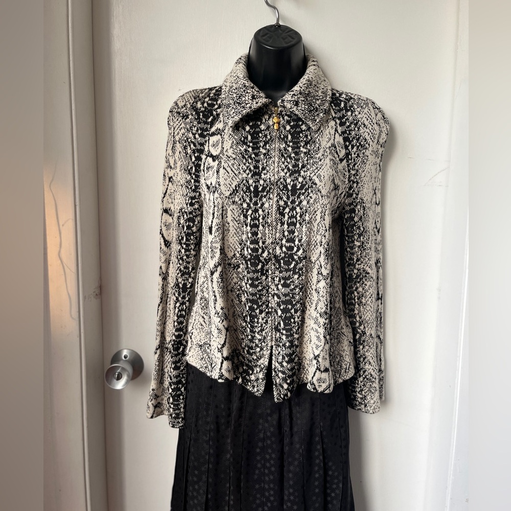 St. John Black White Knit Python Pattern Blazer J… - image 1